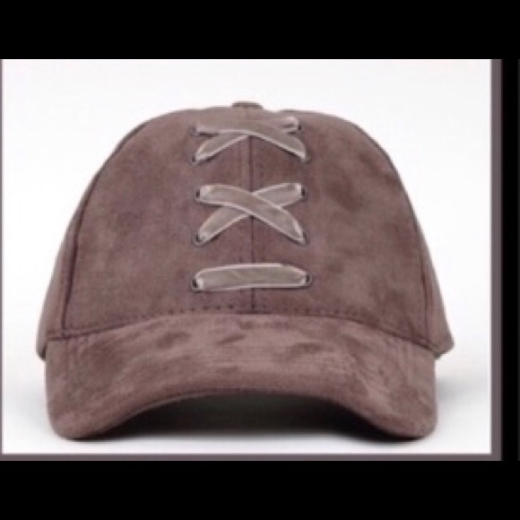Velvet Lace Up Faux Suede Cap - Picture 2 of 3